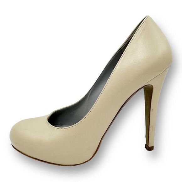 Sergio Rossi Hidden Platform Cream Leather Stiletto Pumps Sz EUR 38.5 US 8 - Picture 2 of 16
